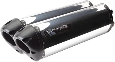 Pair of chrome and black exhaust mufflers for 005-1560406DM-B M2 Dual Slip On Black Yam
