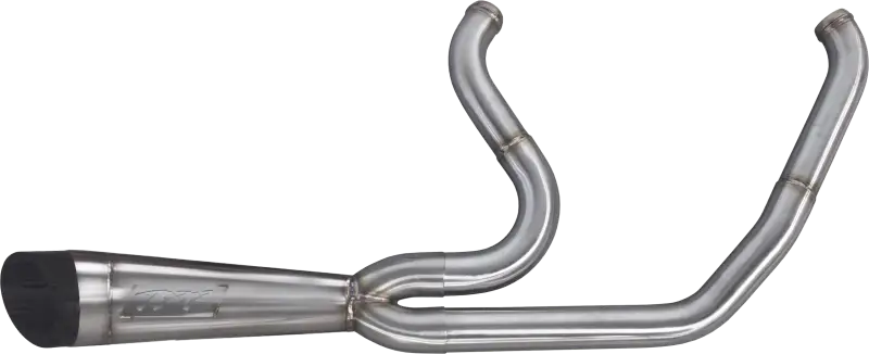 005-4870199 Comp S 2in1 Exhaust Touring M8 Brushed with Turnout designed for maximum torque, featuring race-inspired stainless steel headers, and complete with heat shields.
