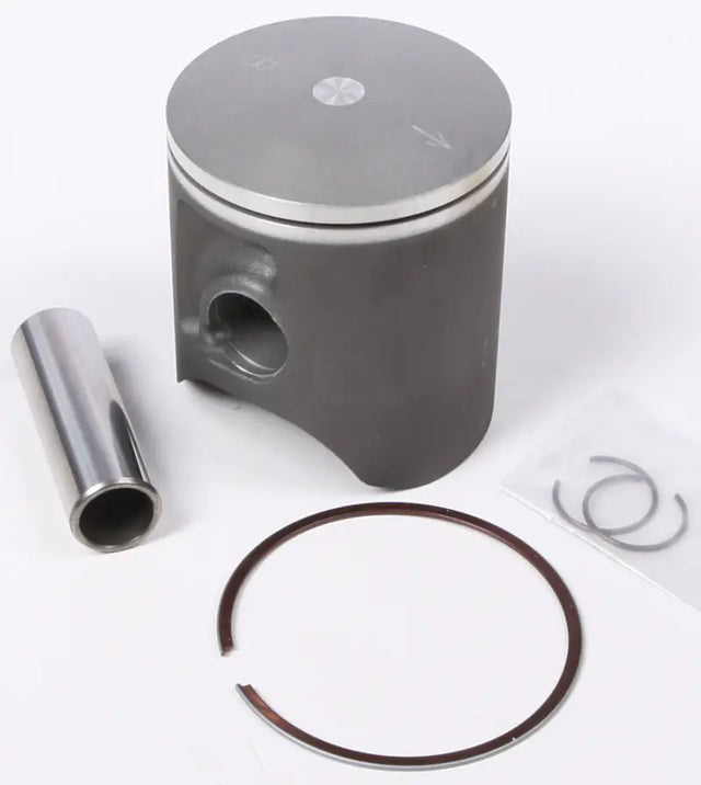 Dark gray piston kit with silver crown, piston pin, ring, and circlips for RV & truck parts