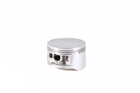 Shiny silver automotive piston with rings and pin bore for Piston Kit 01.1498.000