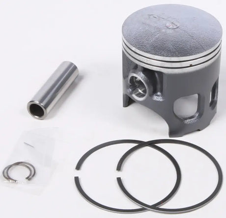Dark gray piston kit with piston rings, wrist pin, and circlips for RV and truck parts