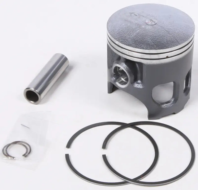 Dark gray piston kit with piston rings, wrist pin, and circlips for RV and truck parts