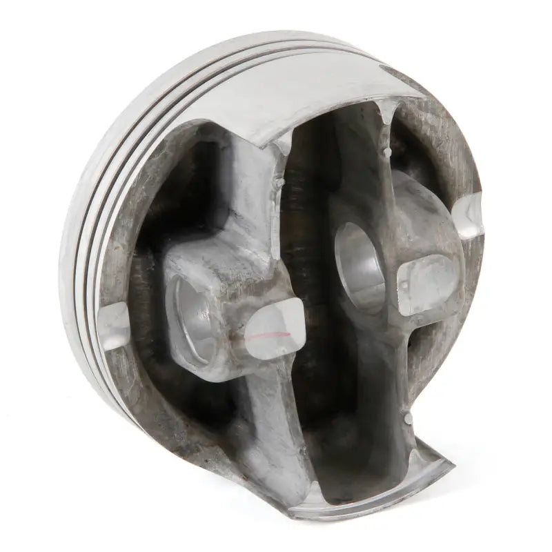 Cutaway of aluminum piston for engine, part of 01.2409.A piston kit, perfect for RV & truck parts