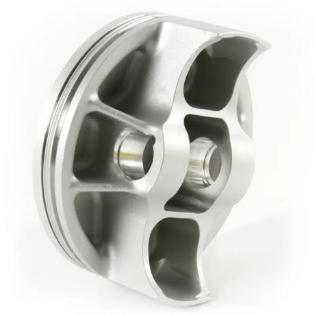 Polished silver automotive piston kit with hollowed skirt for Yamaha engines, truck parts