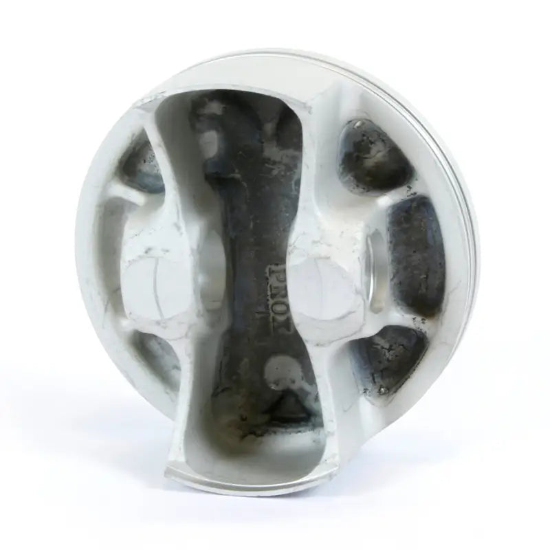 Cutaway view of a silver forged nikasil piston kit for Kaw engine