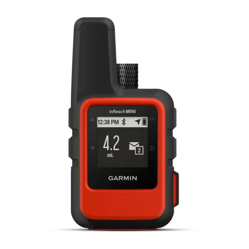Black and red Garmin Inreach Mini satellite communicator for outdoor adventures