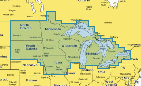 Navionics U.S. North 010-C1368-30 marine navigation chart covering northern United States, including North Dakota, South Dakota, Minnesota, Wisconsin, Michigan, and parts of surrounding states.