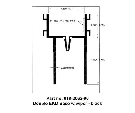 Technical drawing of a double EKD base with wiper for 018-2062-96 AP Products slide out seal