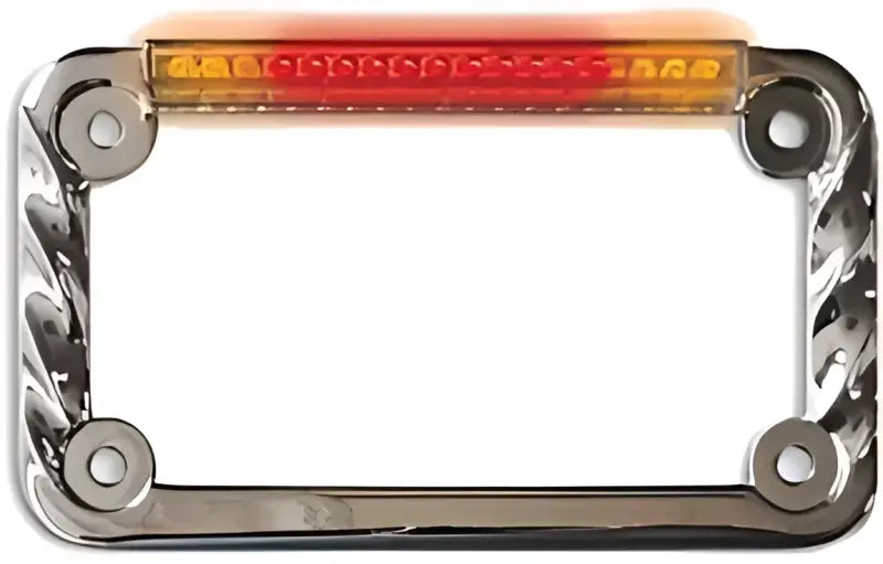 02602 Led License Plate Frame Twisted Chrome W/Turn Signals - LED