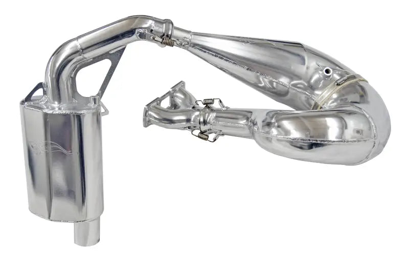 Chrome-plated single pipe ski Doo 850 E Tec Rev Gen4 exhaust system with expansion chamber