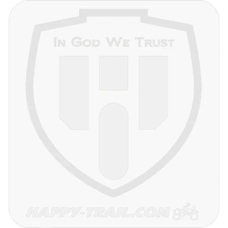 White shield-shaped Lindby engine guard sticker on HD Linbar Dyna W/Mid Cont 91-Up