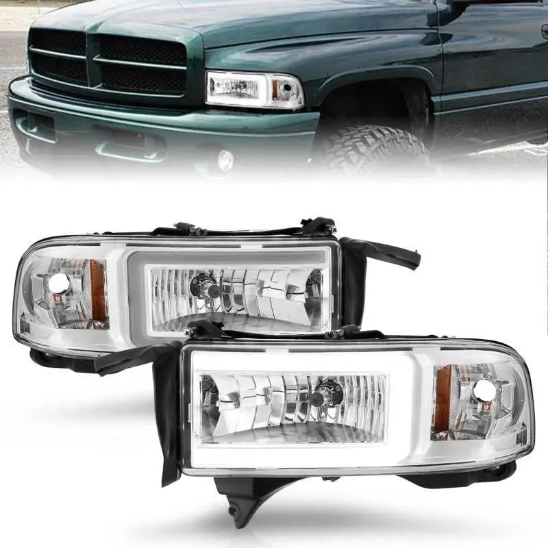 ANZO 111555 ANZO 94-02 Dodge RAM Crystal Headlight - w/ Light Bar Chrome Housing