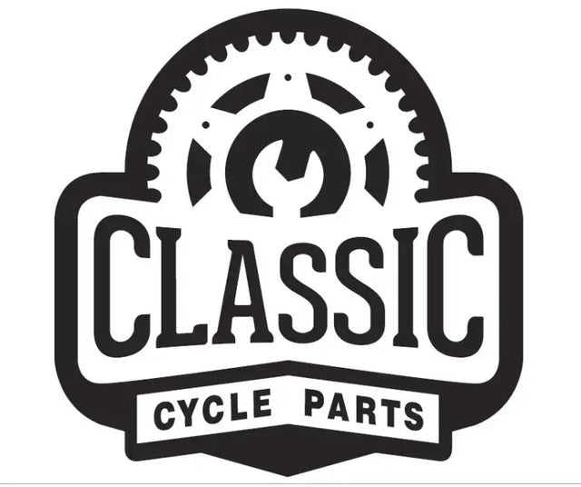 Vintage black and white badge logo for Classic Cycle Parts Linbar engine guard