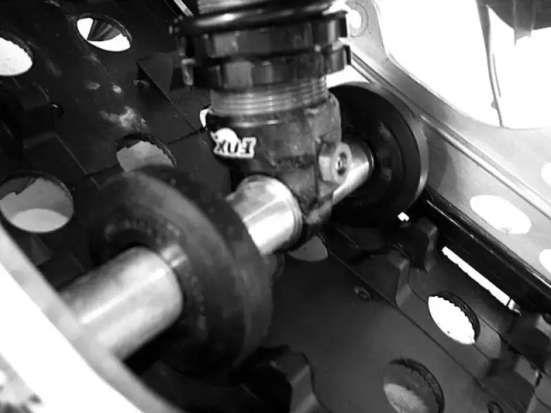 Snowmobile suspension with Fox Racing Shox damper from 20002 Inboard Wheel Kit, perfect for RV parts & accessories or truck parts and accessories