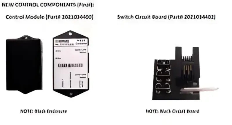 Image of 2021034402 Lippert 11477-D Switch Circuit Board (Iso G) alongside Control Module for superior electronic system upgrade, showcasing black enclosure and circuit board components.