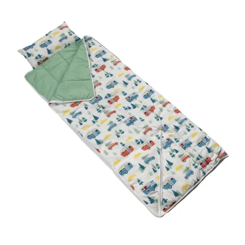 Camper-patterned sleeping bag with pillow for Payne Kids Sleeping by Lippert Thomas Payne
