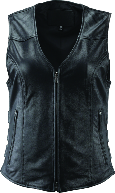 River Road Plains Leather Vest Black Womens - 2XL - 094416