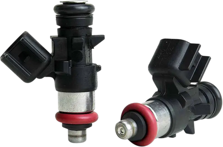 Black and silver Daytona fuel injectors with red o-rings for high performance fuel systems