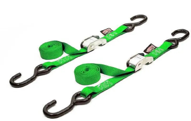 22265LOGO Powertye Tie-Down Cam S-Hook 1 InchX5.5' Green Pair - RV and Auto Parts