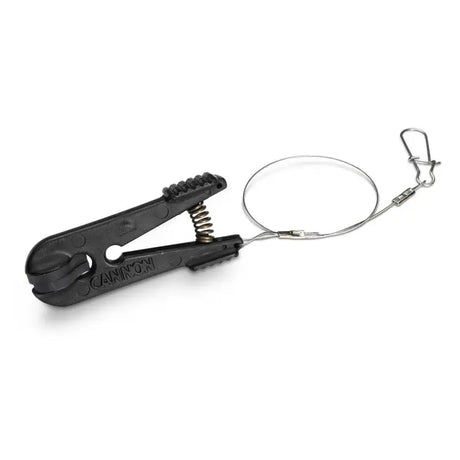 Black plastic cannon pinch-r-release fishing downrigger clip with wire loop for better fishing experience