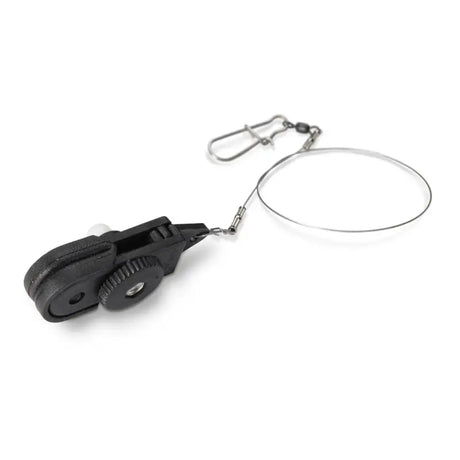 Black fishing line cutter with wire loop for Cannon Quick Release system