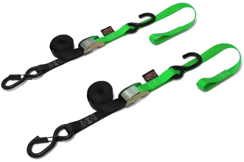 23625-S Powertye Tie-Down Cam Sec Hook Soft-Tye 1"X6' Black/Green Pair