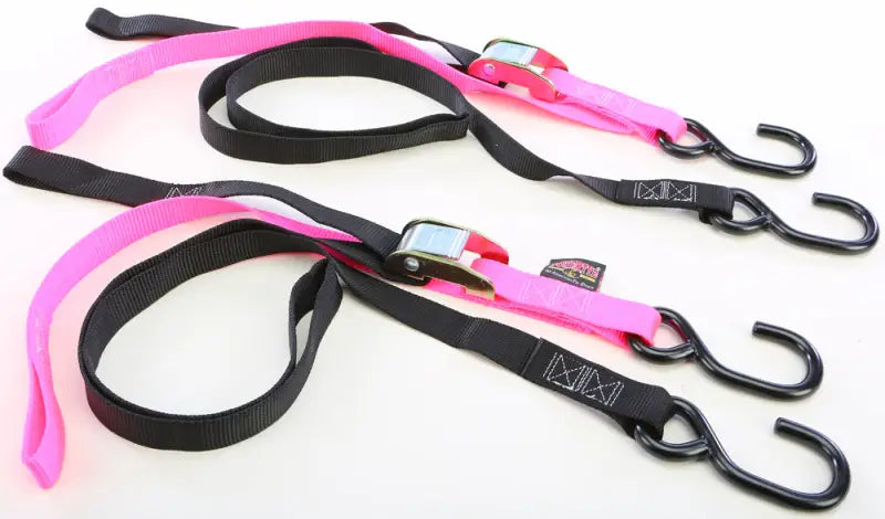 23627 Powertye Tie-Down Cam S-Hook Soft-Tye 1"X6' Black/Pink Pair