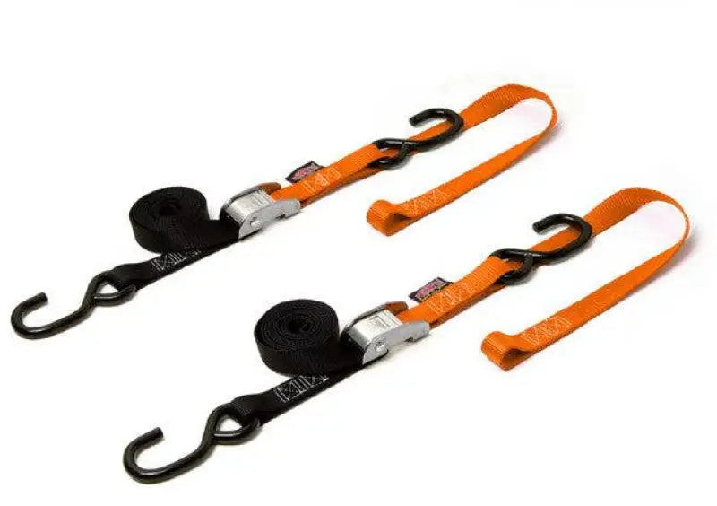 23629LOGO Powertye Tie-Down Cam S-Hook Soft-Tye 1 InchX6' Black/Orange Pair - RV and Auto Parts