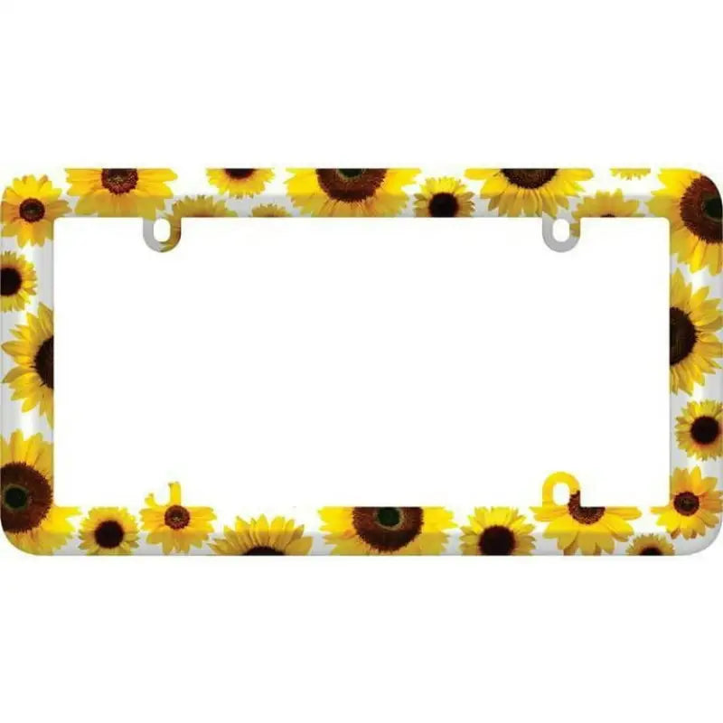 Sunflower-themed license plate frame with Cruiser Bold Graphics and bold graphics sunflowers design