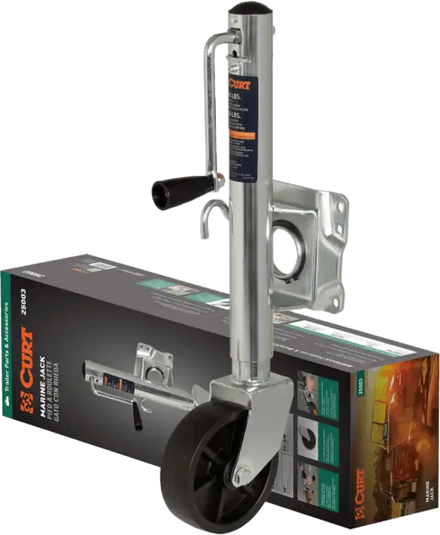 25003 Curt Marine Trailer Jack 6 Inch Wheel 1000 Lbs 10 Inch Travel - RV and Auto Parts