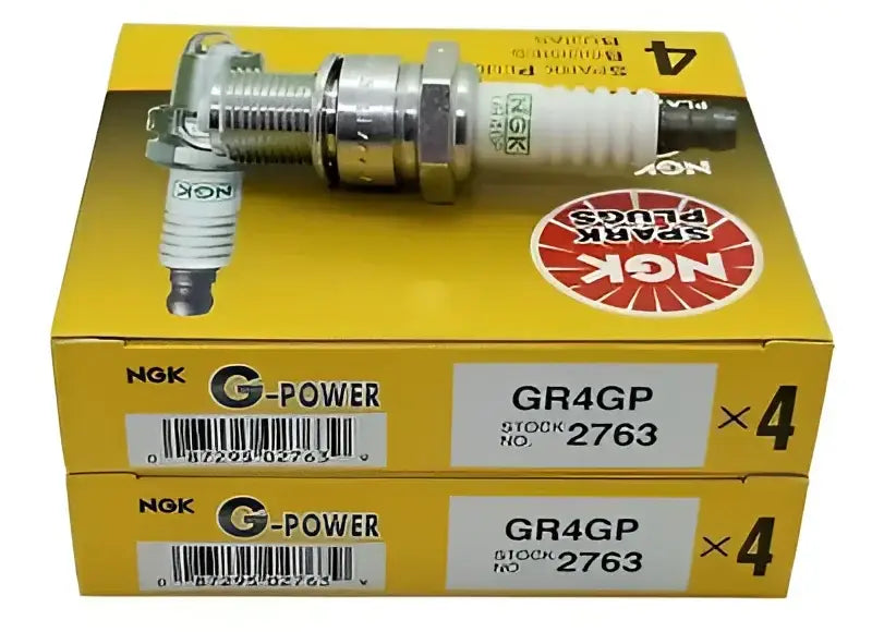 2763 NGK Gr4Gp spark plugs set of 4, reliable ignition performance upgrade for engines.
