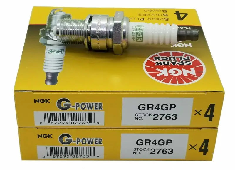 NGK GR4GP G-Power Spark Plugs 4-Pack, Stock No. 2763, for enhanced engine efficiency and reliable ignition performance.