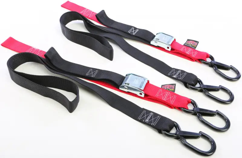 29621-S Powertye Tie-Down Cam Sec Hook Soft-Tye 1.5"X6' Black/Red Pair