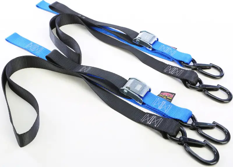 29623-S Powertye Tie-Down Cam Sec Hook Soft-Tye 1.5"X6' Black/Blue Pair