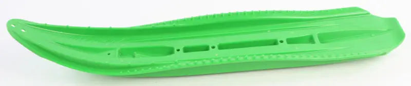 Bright green Slp Mohawk Ski with ribbed top and mounting holes for engineered flex pattern