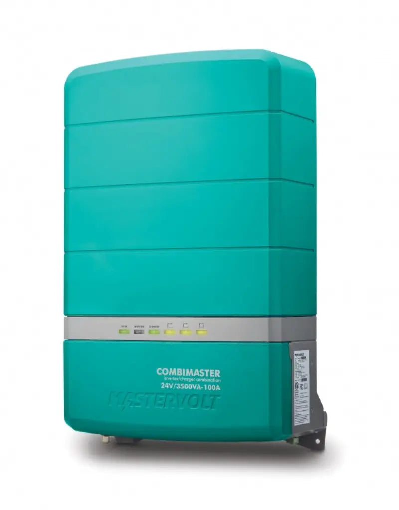 Turquoise and gray Mastervolt Combimaster Inverter Charger for reliable power solutions