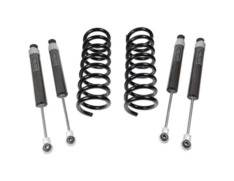 Black coil springs and gray shock absorbers for spring leveling and improved clearance