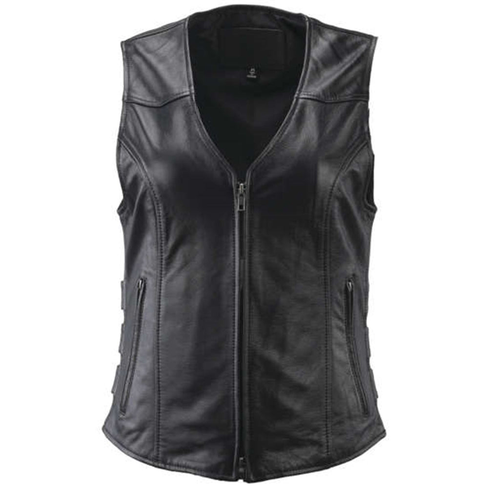 River Road Plains Leather Vest Black Womens - Medium - 094413