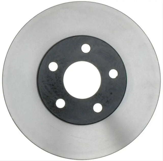Silver raybestos disc brake rotor with black center for smooth stopping performance