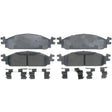 Four brake pads with clips for Raybestos Disc ROTR brake system replacement