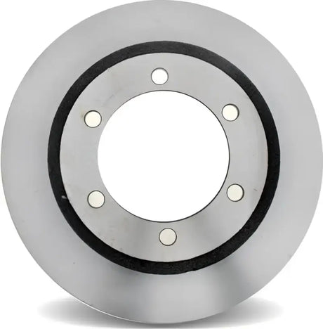 Raybestos disc brake rotor with six-bolt pattern for automotive braking systems