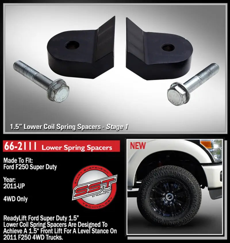 Readylift 66-2111 F250 Stage 1 Lower Coil Spring Spacers, ideal lift kit for Ford F250, enhances performance, durable construction, perfect for RV, automotive, powersports, off-road, marine, exterior, truck accessories, interior, truck bed, rv parts, 2011-2017 F250, AVADA - Best Sellers, Must Haves