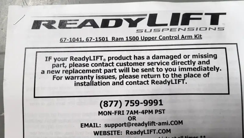 67-1501 Readylift Replacement Part for 67-1500 R90 enhances RV, automotive, powersports, off-road, marine, exterior, truck accessories, interior, truck bed, rv parts, AVADA - Best Sellers, Must Haves