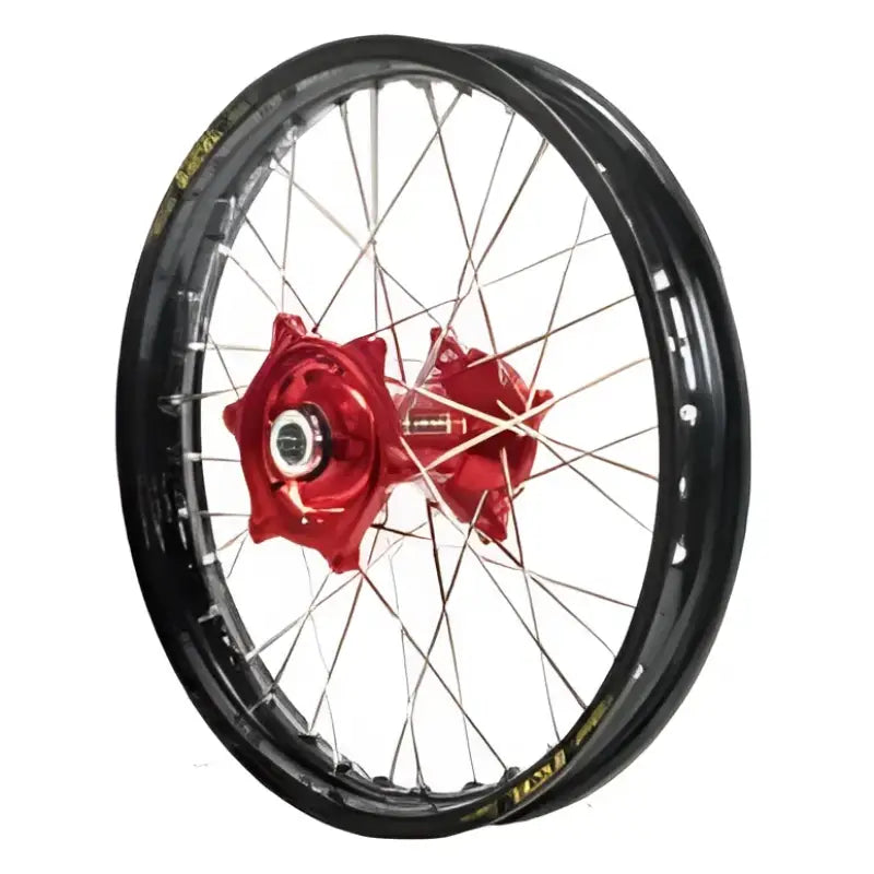 70-3002RB Dubya Front Wheel 1.40 X 19 Red Haan Hub Black Rim - Wheels