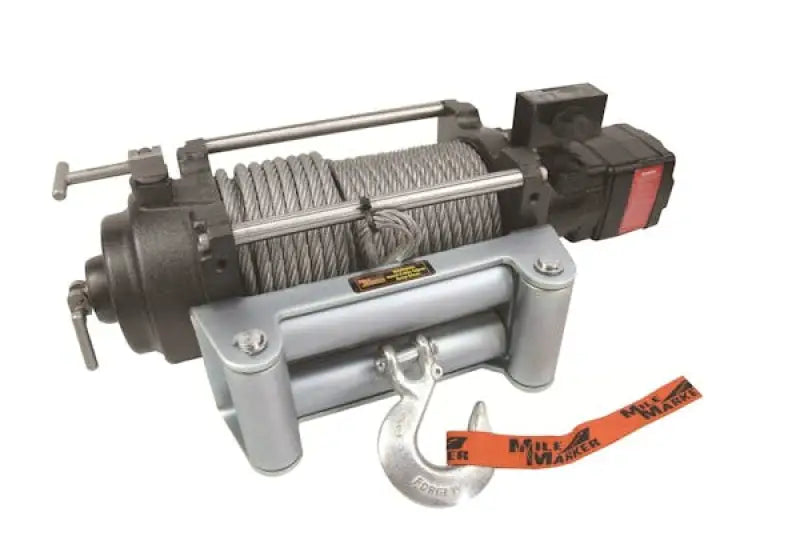 Heavy-duty Milemarker Hyd 12000lb Winch with steel cable and hook for tough pulls