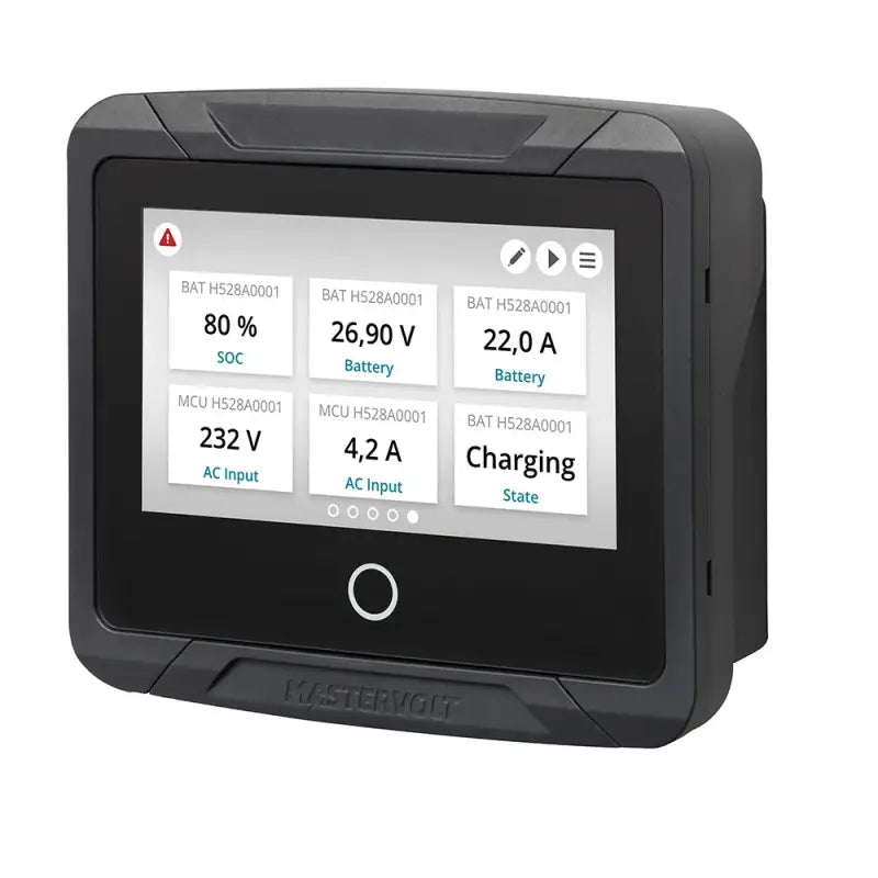 Mastervolt Easyview 5 touch screen monitor displaying electrical system data for comprehensive monitoring.