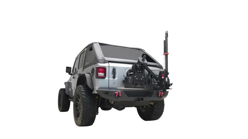 Silver Jeep Wrangler with rear tire carrier for Wrangler JL Gen 3 models