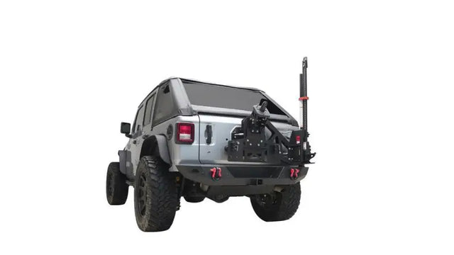 Silver Jeep Wrangler with rear tire carrier for Wrangler JL Gen 3 models