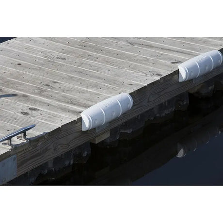 White cylindrical dock bumpers from the Attwood Marine Dock Fender 18 Straight