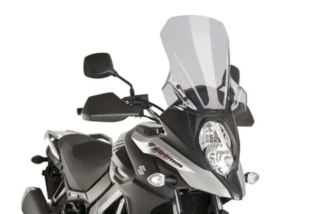 Suzuki V-Strom motorcycle with 9719H Windscreen Touring Smoke for better riding comfort